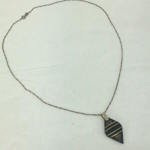 Artisan sterling silver inlaid wood necklace 18"